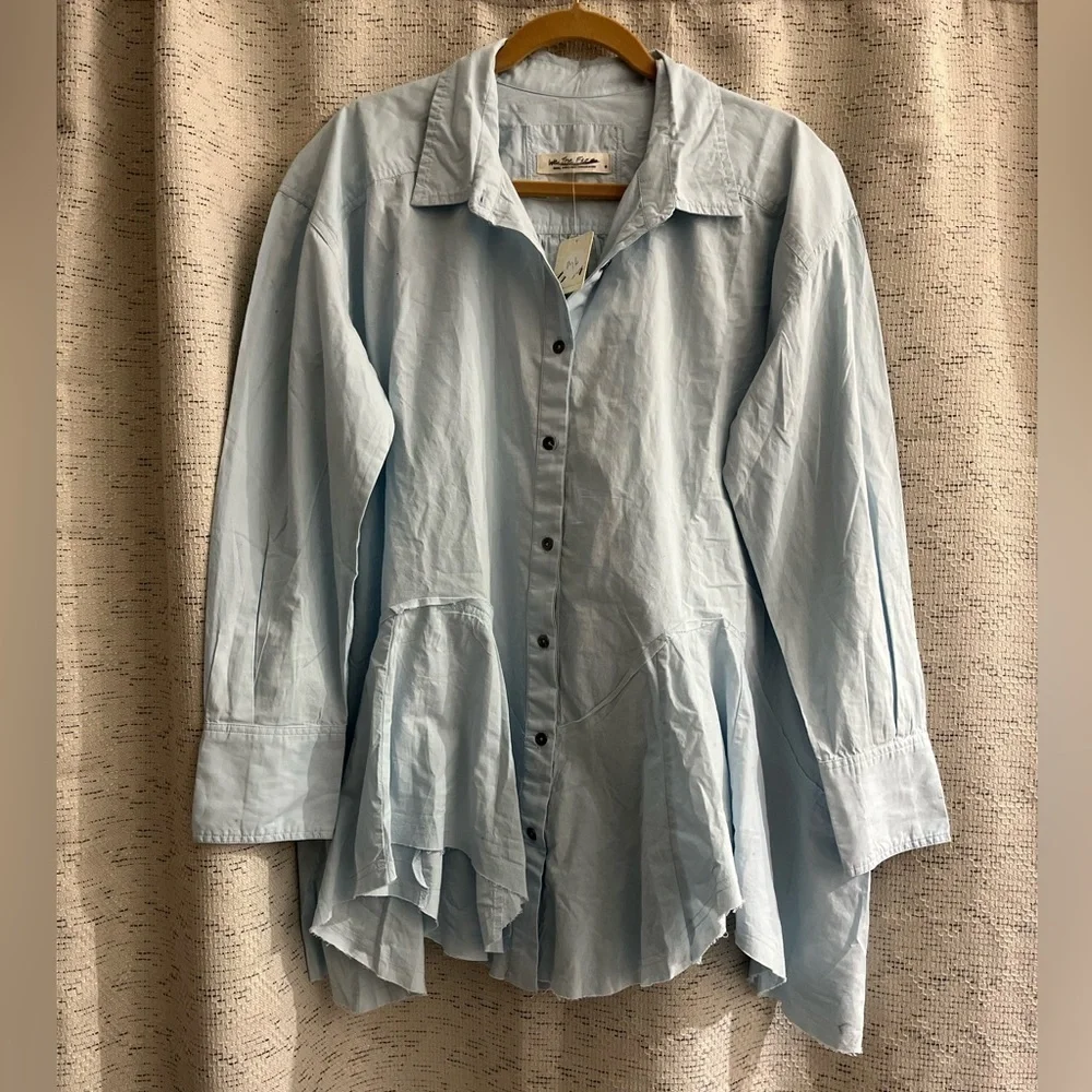 FREE PEOPLE We the Free Freya Poplin Tunic in Lake Life NWT